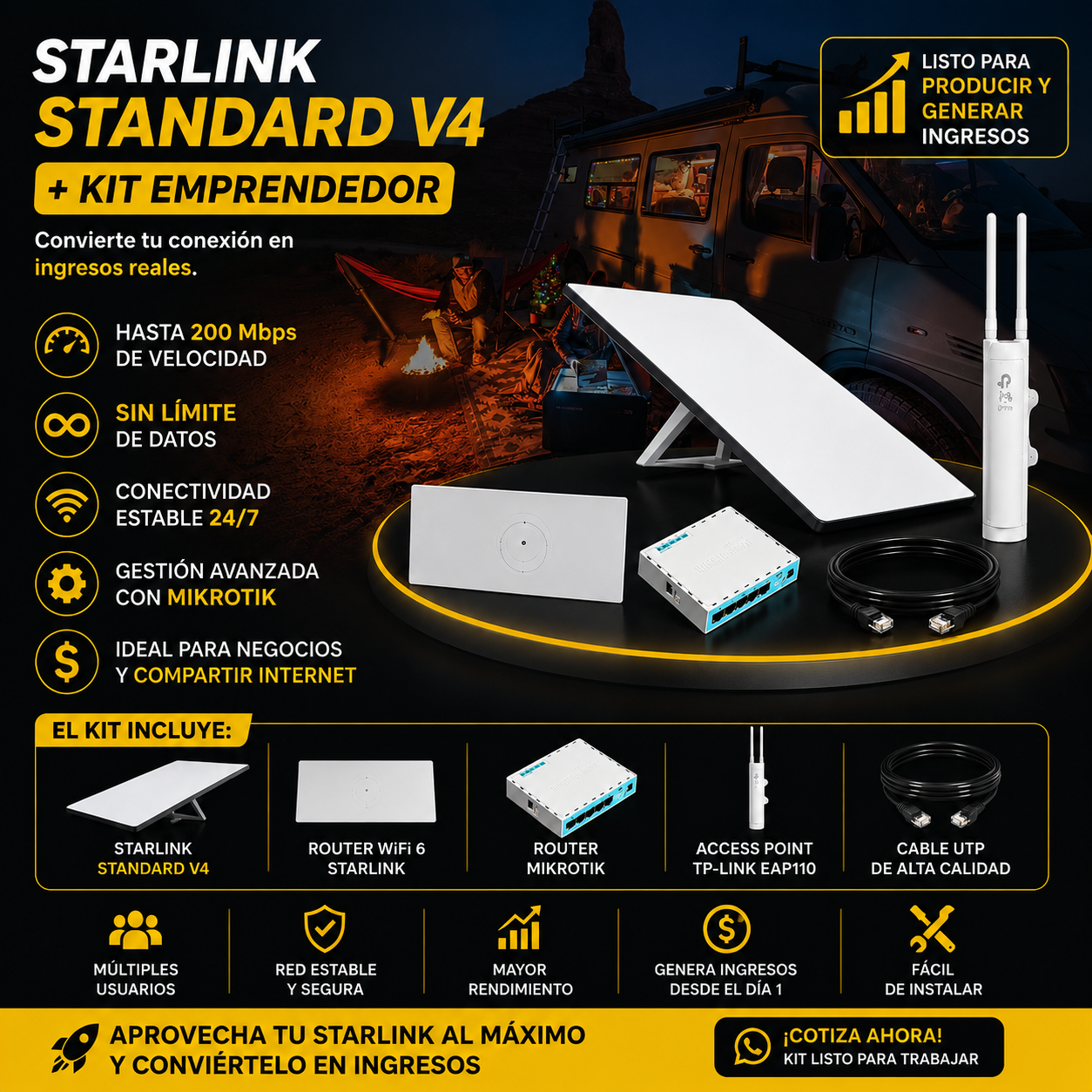 Starlink Standard V4 + Kit Emprendedor